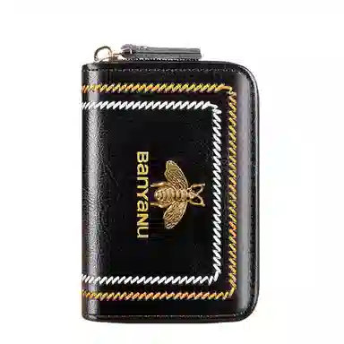 班亚奴 实用防盗刷时尚百搭小巧精致真皮大容量多卡位驾驶证卡夹一体 牛皮 卡包钱包 男女同款情侣款 黑色/绿色/酒红色/蓝色