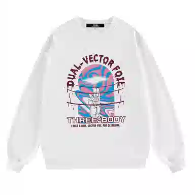 三体 二向箔系列 基础宽松简约字母印花休闲圆领套头打底内搭长袖重磅卫衣 男女同款