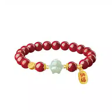 易明居 新中式十二生肖守护神属龙本命年手链招财转运珠福牌串珠手饰佛珠 再造辰砂朱砂 手串 男女同款情侣款