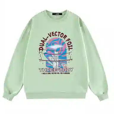 三体 二向箔系列 基础宽松简约字母印花休闲圆领套头打底内搭长袖重磅卫衣 男女同款