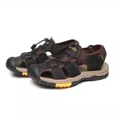 季公羊 牛皮革 防滑耐磨 舒适百搭 沙滩凉鞋 男款