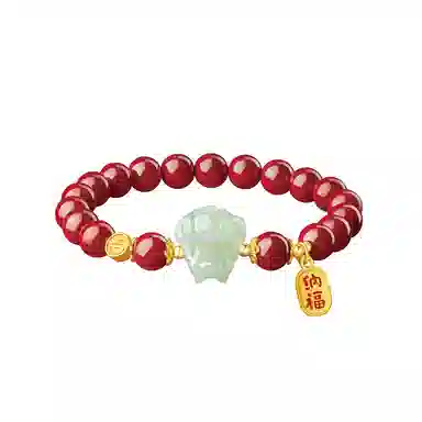 易明居 新中式十二生肖守护神属龙本命年手链招财转运珠福牌串珠手饰佛珠 再造辰砂朱砂 手串 男女同款情侣款