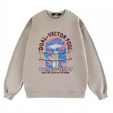 三体 二向箔系列 基础宽松简约字母印花休闲圆领套头打底内搭长袖重磅卫衣 男女同款