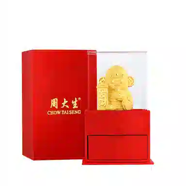 周大生 喜财神有钱花工艺品 铜镀金 摆件 男女同款情侣款