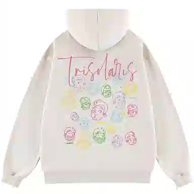 三体 史强卡通形象系列 美式复古休闲连帽套头宽松满印抽绳长袖重磅卫衣 男女同款