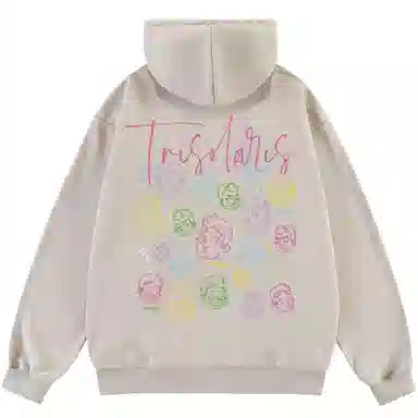 三体 史强卡通形象系列 美式复古休闲连帽套头宽松满印抽绳长袖重磅卫衣 男女同款