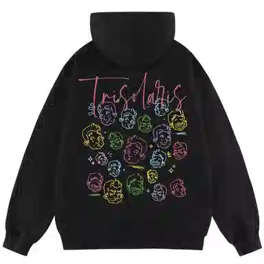 三体 史强卡通形象系列 美式复古休闲连帽套头宽松满印抽绳长袖重磅卫衣 男女同款