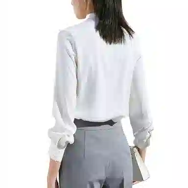 晚白 纯色纽扣长袖衬衫 女款 白色