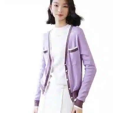 晚白 高弹软糯羊毛针织衫 女款 紫色