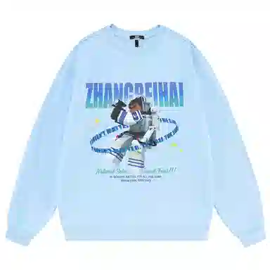 三体 章北海系列 简约休闲卡通字母印花宽松基础圆领套头长袖重磅卫衣 男女同款