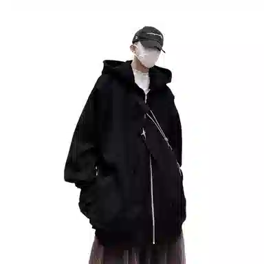 悍戈 高街小众个性重工美式休闲宽松连帽卫衣 男款