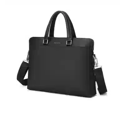 稻草人 简约商务休闲款 织物 公文包可拆卸肩带单肩包 大容量电脑包斜挎手提包 男款 黑色