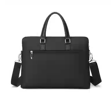 稻草人 简约商务休闲款 织物 公文包可拆卸肩带单肩包 大容量电脑包斜挎手提包 男款 黑色