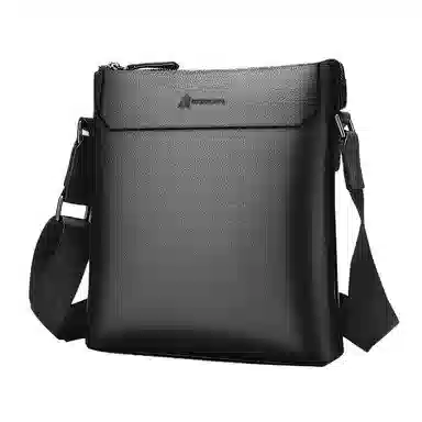 稻草人 简约纯色商务休闲大容量 牛皮革 斜挎公文包单肩包 常规 男款