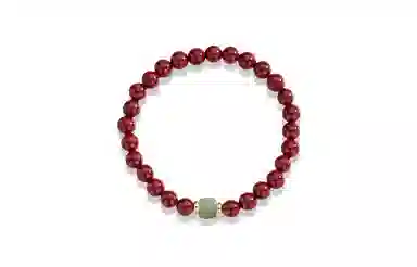 百利金 时来运转 古典雅致简约大气创意设计国潮新中式玉髓转运珠圆珠 再造辰砂朱砂 玉石手串 男女同款情侣款