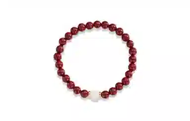 百利金 时来运转 古典雅致简约大气创意设计国潮新中式玉髓转运珠圆珠 再造辰砂朱砂 玉石手串 男女同款情侣款