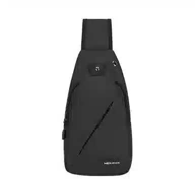 稻草人 休闲简约大容量防泼水多功能 织物 斜挎包 常规 男款 黑色