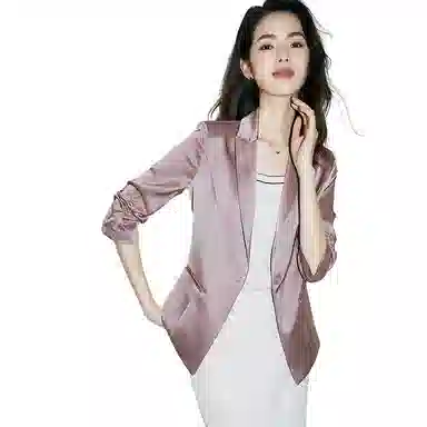 晚白 翻驳领通勤西装外套 女款 粉色