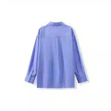 我是大卫 港风复古条纹基础宽松尖领长袖衬衫 男女同款 蓝色条纹