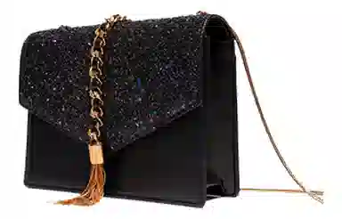 CHARLES&KEITH Metallic Chain Shoulder Bag Black