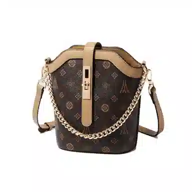 老人头 时尚小众简约休闲 合成革 单肩包斜挎包 常规 女款 咖色