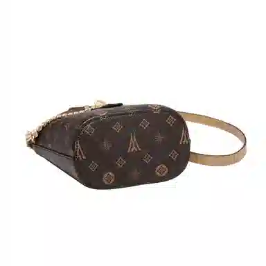 老人头 时尚小众简约休闲 合成革 单肩包斜挎包 常规 女款 咖色