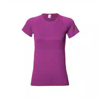 达兹 纯色圆领修身套头短袖健身衣 女款