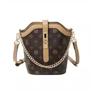 老人头 时尚小众简约休闲 合成革 单肩包斜挎包 常规 女款 咖色