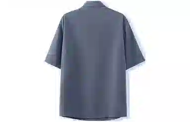 我是大卫 纯色立领复古宽松休闲短袖衬衫 男女同款