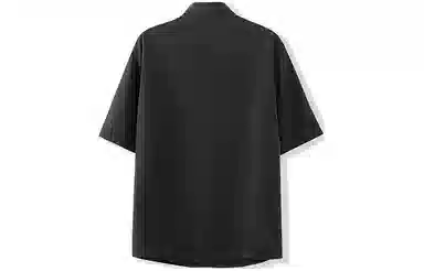 我是大卫 纯色立领复古宽松休闲短袖衬衫 男女同款