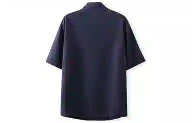 我是大卫 纯色立领复古宽松休闲短袖衬衫 男女同款