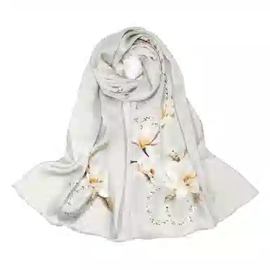 上海故事 国色天香 清冷玉兰 桑蚕丝 丝巾 女款