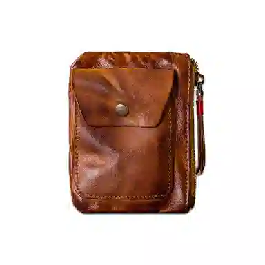 后步 复古手工个性小巧简约休闲精致收纳艺术擦色 头层植鞣牛皮真皮 钱包零钱卡包 迷你 男女同款情侣款 棕色/咖啡/黑色