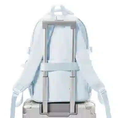 轻骑者 学院风大容量时尚潮流多口袋学生通勤休闲 织物 书包背包电脑包双肩包 常规 男女同款情侣款 黑色/米白/灰色/蓝色