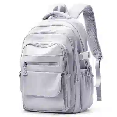 轻骑者 学院风大容量时尚潮流多口袋学生通勤休闲 织物 书包背包电脑包双肩包 常规 男女同款情侣款 黑色/米白/灰色/蓝色