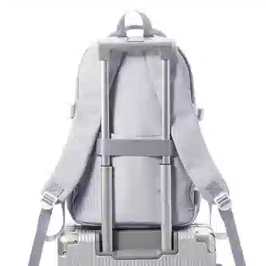 轻骑者 学院风大容量时尚潮流多口袋学生通勤休闲 织物 书包背包电脑包双肩包 常规 男女同款情侣款 黑色/米白/灰色/蓝色