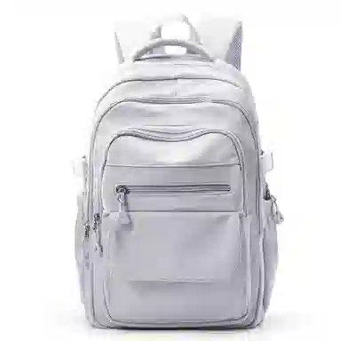 轻骑者 学院风大容量时尚潮流多口袋学生通勤休闲 织物 书包背包电脑包双肩包 常规 男女同款情侣款 黑色/米白/灰色/蓝色