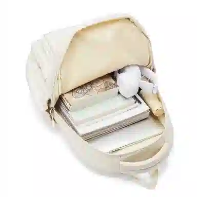 轻骑者 学院风大容量时尚潮流多口袋学生通勤休闲 织物 书包背包电脑包双肩包 常规 男女同款情侣款 黑色/米白/灰色/蓝色