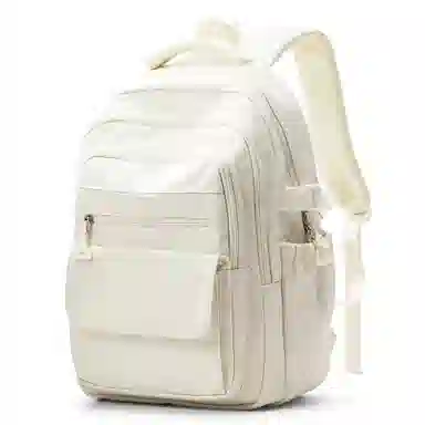 轻骑者 学院风大容量时尚潮流多口袋学生通勤休闲 织物 书包背包电脑包双肩包 常规 男女同款情侣款 黑色/米白/灰色/蓝色