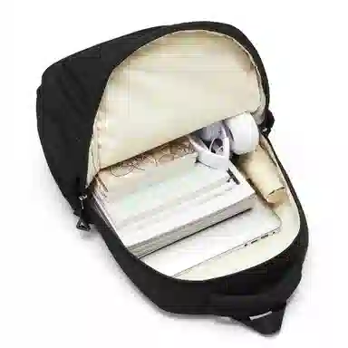 轻骑者 学院风大容量时尚潮流多口袋学生通勤休闲 织物 书包背包电脑包双肩包 常规 男女同款情侣款 黑色/米白/灰色/蓝色