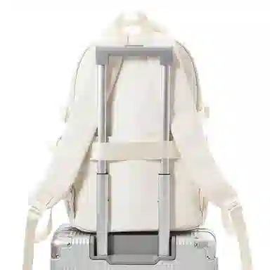 轻骑者 学院风大容量时尚潮流多口袋学生通勤休闲 织物 书包背包电脑包双肩包 常规 男女同款情侣款 黑色/米白/灰色/蓝色