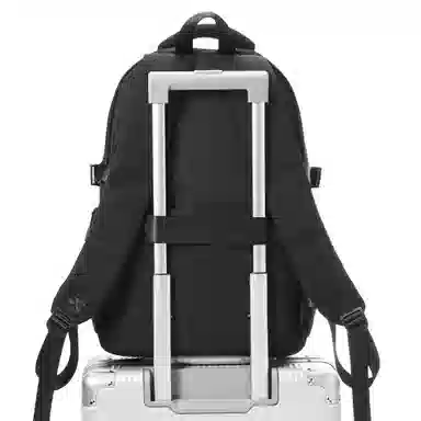 轻骑者 学院风大容量时尚潮流多口袋学生通勤休闲 织物 书包背包电脑包双肩包 常规 男女同款情侣款 黑色/米白/灰色/蓝色