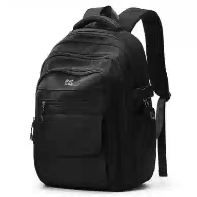 轻骑者 学院风大容量时尚潮流多口袋学生通勤休闲 织物 书包背包电脑包双肩包 常规 男女同款情侣款 黑色/米白/灰色/蓝色