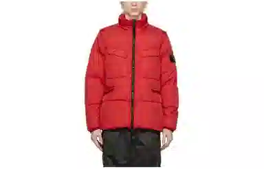 Stone Island Logo Puffer Jacket Red