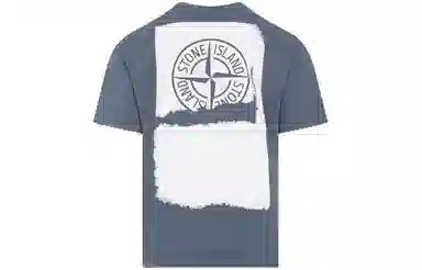 Stone Island Crew Neck Letter Print T-Shirt Navy