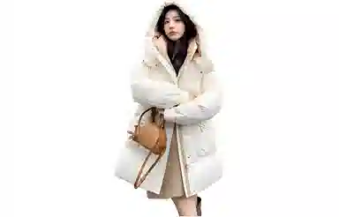 鸭鸭 纯色连帽保暖加厚中长款休闲羽绒服 女款