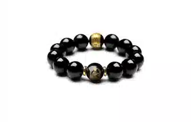 百利金 生肖守护神 国潮新中式民族风简约精致创意设计本命年菩萨转运珠手饰 黑曜石 玉石手串 男女同款情侣款