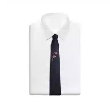 GIEVES CHARLES Floral Embroidered Silk Tie
