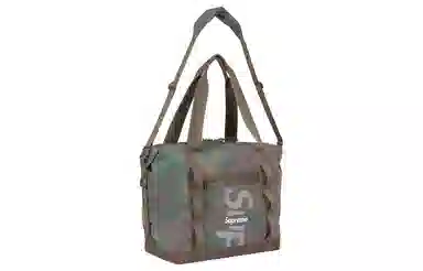 Supreme Logo Zip Nylon Tote Bag Woodland Camo