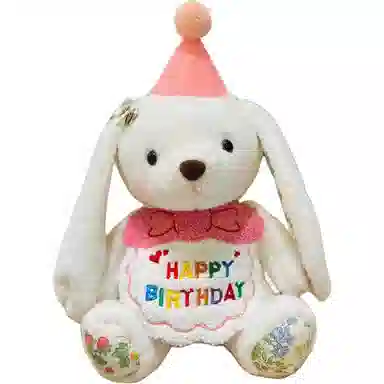 雄俊 生日帽熊兔 玩偶 毛绒公仔